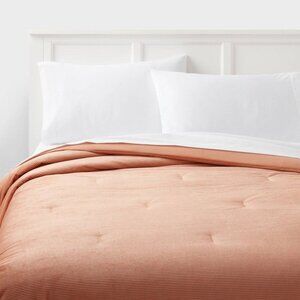 Twin/Twin Extra Long Corduroy Plush Comforter Copper - Room Essentials™: Eco-Fri